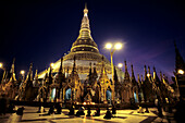 Shwedagon Pagoda at night. Yangoon, Myanmar