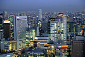 Skyline of Kita business and shopping district, Osaka. Japan