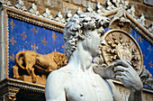 Statue of David by Michelangelo (copy), 1501 - 1504. Piazza della Signoria. Italy, Florence