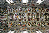 Deckengemälde von Michelangelo  in der Sixtinische Kapelle, Vatikanische Museen, Vatikanstadt, Rom, Italien