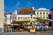 Restaurants on the town hall square, Tallinn, Estonia, Europe
