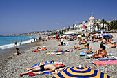 France. July 2007. Blue Coast. Nice. Promenade des Anglais Avenue. Beach