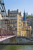 The Passerelle (footbridge) of St-Vincent and the Vieux Lyon, Lyon. Rhône-Alpes, France