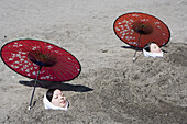 Municipal hot sand baths on the beach  City of Ibusuki  Island of Kyushu  Japan