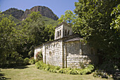 Chapel of Virgen de Gracia. Lombard Romanesque, El Run. Huesca, Pyrenees Mountains, Aragon, Spain.