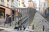 Moving walkway connecting old town with the city, Vitoria. Alava, Euskadi, Spain