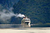 Cruise ship. Sognefjord. Kaupanger. Norway.