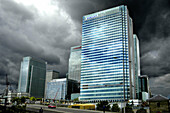 modern office building at canary wharf financial district it is a bank barclays and citigroup on stormy day isle of dogs london england uk europe