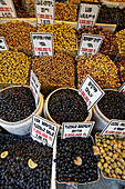 Olives in the Misir Carsisi (Egyptian bazaar). Istanbul. Turkey.