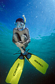 Boy with snorkel and flippers