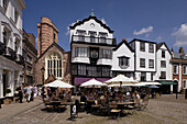 Exeter, Cathedral Close, St. Martin Church, Mol's Coffee House, Devon, UK.
