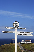 Signpost at Land's End, Penwith peninsula, Cornwall, England, United Kingdom