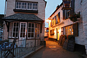 Illuminated building, Polperro, Cornwall, England, United Kingdom