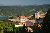 View at the village Aiguines above the lake Lac de Ste. Croix, Var, Provence, France