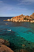 Italy Sardinia Capo Testa Cala Spinosa, bay  with cristal clear water surrounded by bizarre rocks