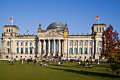 Berlin, Reichstag building with dome by Norman Forster, outdoors