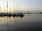 Sailing boats on the Lake Alster (outer Alster), Hamburg, Germany