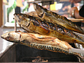 Grilled Fish, Market Place, Coburg, Franconia, Bavaria, Germany