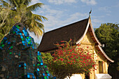 Funeral chapel of Vat Xieng Thong in the sunlight, Luang Prabang, Laos