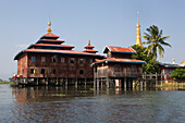 Wooden houses built on stilts at Inle Lake, Shan State, Myanmar, Burma