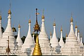 White stupas in Mandalay, Myanmar, Burma