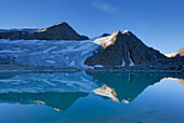 Linker Fernerkogel und Spiegelung in See, Braunschweiger Hütte, Ötztaler Alpen, Tirol, Österreich