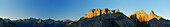 Panorama vom Fürschießersattel über der Kemptner Hütte über das Mädelejoch hinweg zu den Lechtaler Alpen und auf Kratzer, Mädelegabel und Trettachspitze, Allgäuer Alpen, Allgäu, Schwaben, Bayern, Deutschland