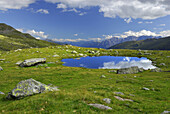 Small lake with view to Dolomites, National Park Hohe Tauern, Tyrol, Austria