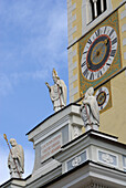 statues of bishops at spire, cathedral of Brixen, Brixen, valley of Eisack, South Tyrol, Italy