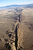 San Andreas Fault easily visible at surface on Carrizo Plain. South California, USA