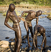 Young warriors preparing their bodies. South Ethiopia