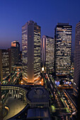 Elevated View to High Rising Buildings of Shinjuku West, Tokyo. Japan