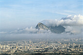 Rock of Gibraltar as seen from La Línea (Cádiz province, Andalucia, Spain), Gibraltar, UK