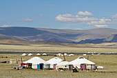 Mongolia. Bayan Olgii province. Kazak yurt camp on the Tsambagarav National Parc. Kazak population.