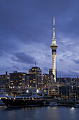 Auckland CBD, Skytower, and Viaduct Harbour, North Island, New Zealand