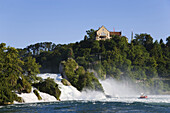 Rheinfall, der grösste Wasserfall Europas, und Schloss Laufen, Laufen-Uhwiesen, Kanton Zürich, Schweiz