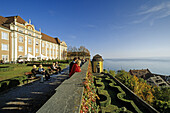 View from castle terrace to Lake Constance, Meersburg, Baden-Wurttemberg, Germany