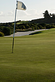 Golf flag at the golf course of the Arabella Western Cape Hotel & Spa, Hermanus, Western Cape, South Africa, Africa