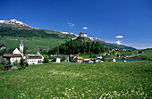 Sparsels mit Schloss Tarasp, Unterengadin, Engadin, Graubünden, Schweiz