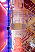 Interior view of the illuminated staircase of cruise ship AidaDiva