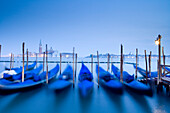 Quay at St Mark's Square with Gondolas and view towards San Giorgio Maggiore Island, Venice, Italy, Europe