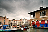 Canal Grande with Mercato del Pesce on the right, Fish market, Venice, Italy, Europe