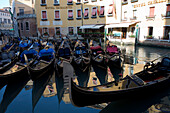 Gondolas at Bacino Orseolo (Servizio Gondole), Venice, Italy, Europe