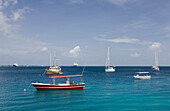 Lagune mit Booten vor Majuro, Marschallinseln, Majuro Atoll, Mikronesien, Pazifik