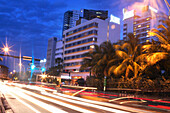 Collins Avenue at night, South Beach, Miami Beach, Florida, USA