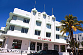 The Carlyle Hotel on Ocean Drive under blue sky, South Beach, Miami Beach, Florida, USA