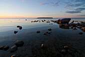 Coastal landscape near Djauvik, Lilla Karlso island in the background, natur reserve, Gotland, Sweden, Scandinavia, Europe