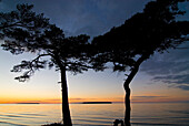 Coastal landscape near Djauvik, Lilla Karlso island, right, and Stora Karlso island, left, in the background, natur reserve, Gotland, Sweden, Scandinavia, Europe