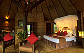 Interior view of a bure of the Matangi Island Resort on Matangi Island, Fiji, South Seas, Oceania