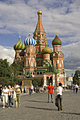 Russia. Moscow. Red Square. St. Basil's Cathedral. Tourists.